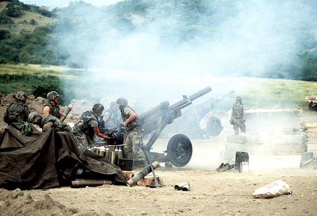 File:M102 howitzers during Operation Urgent Fury.jpg